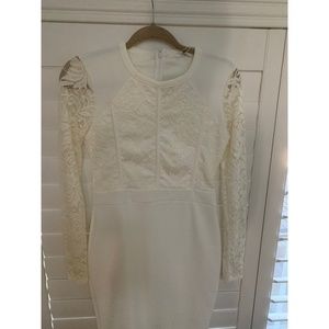 Missguided White Midi Dress with Lace Detail